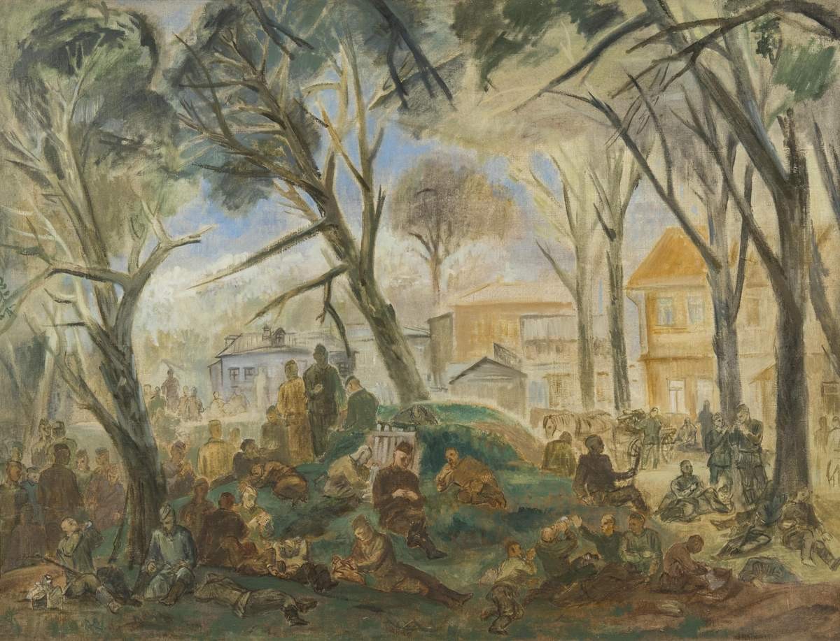 Отдых солдат (Привал), Aleksandr Vasilyevich Shchipitsyn, 1942