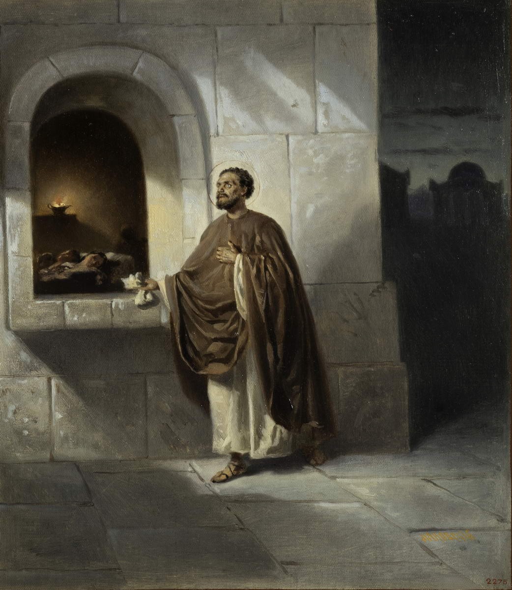 Тайное вспомоществование святого Николая, Vladimir Makovsky, late 1870s