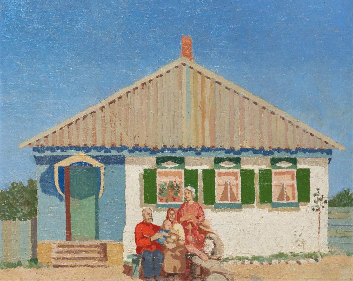 Семья перед домом, Boris Nicolaevich Ermolaev, between 1937 and 1938