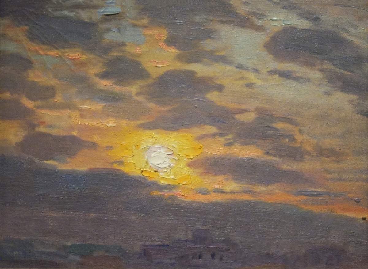 Закат над селением, Vasiliy Yakovlevich Beringer (Vilyam; Baltazar Yakovlevich), 1900s