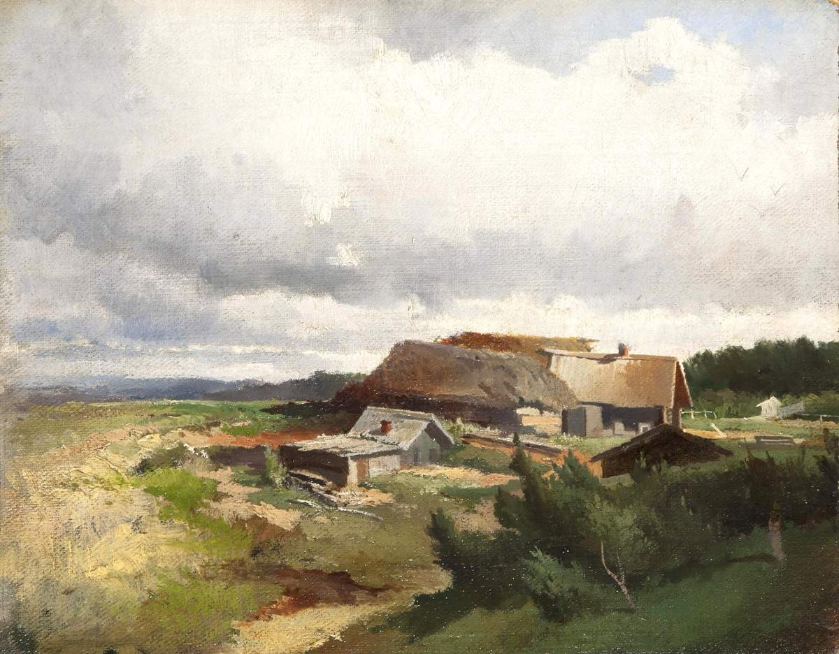 Крестьянский двор у ручья, Fyodor Vasilyev, 1869-1870