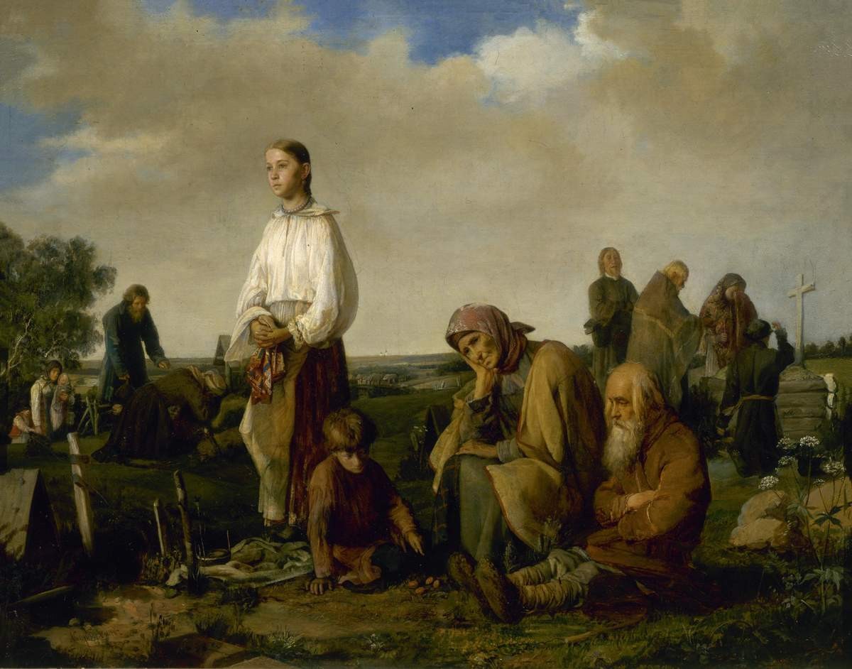 Поминки на кладбище, Alexei Korzukhin, 1865