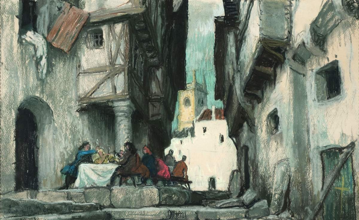 Эскиз декорации к «Пиру во время чумы», Alexandre Benois, 1914