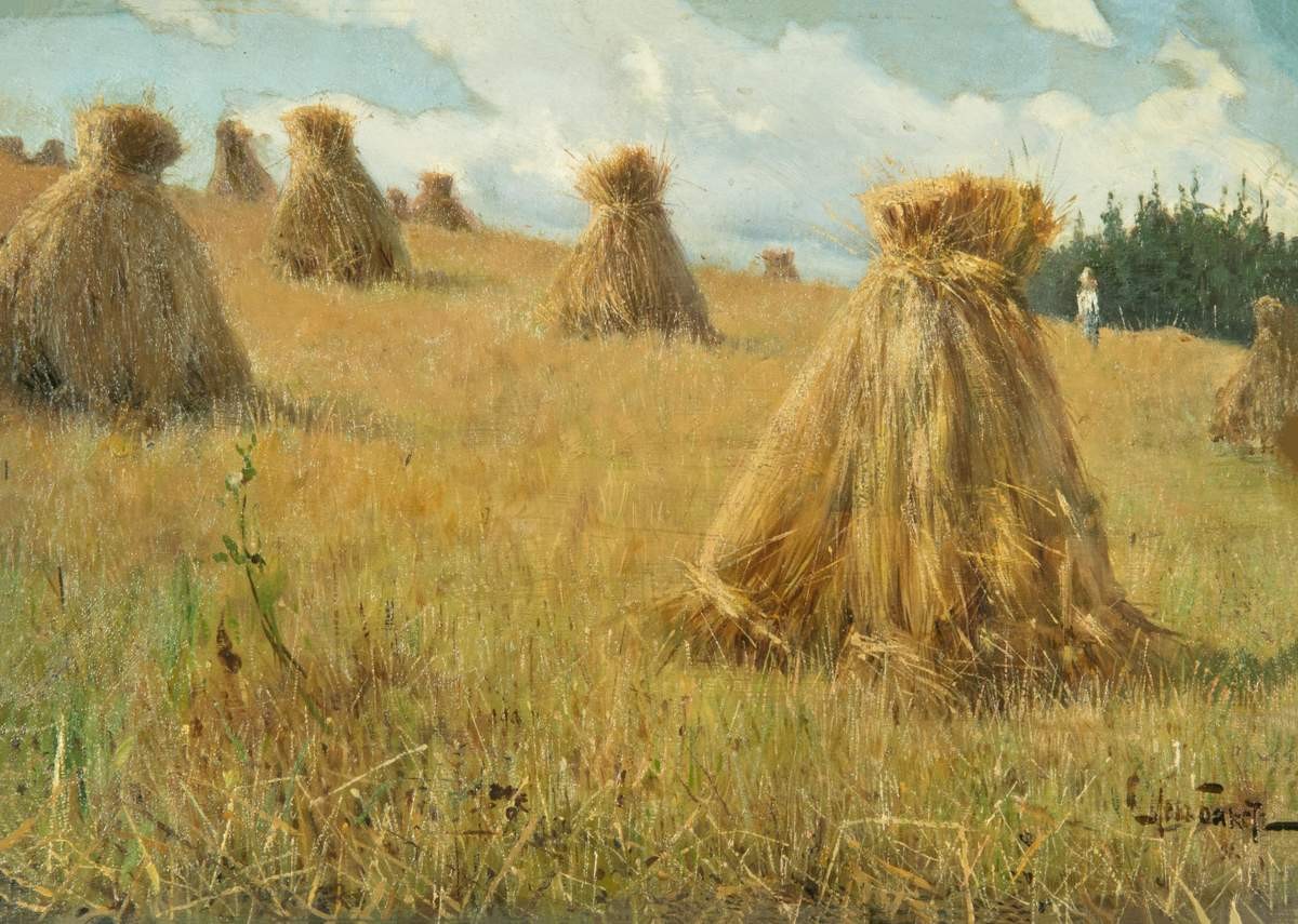 Скирды, Léon Bakst, Ivan Bilibin, Leonid Brailovskii, Sergei Chekhonin, L. E. Chirikov, Natalia Goncharova, Boris Grigor'ev, Boris Kustodiev, Mikhail Larionov, Georgi Shlikht, 1891