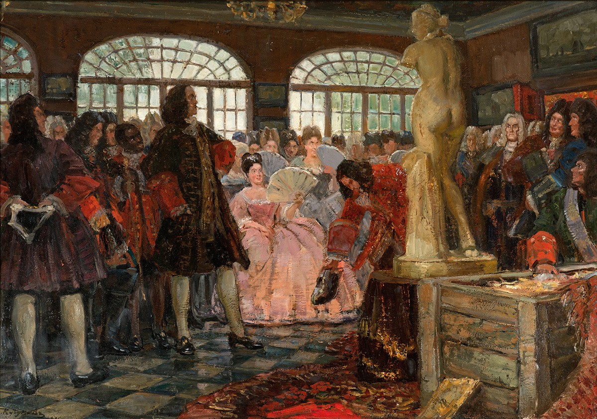 Петр I осматривает статую Венеры в Летнем дворце, Kuchumov Vasiliy Nikitich, 1916