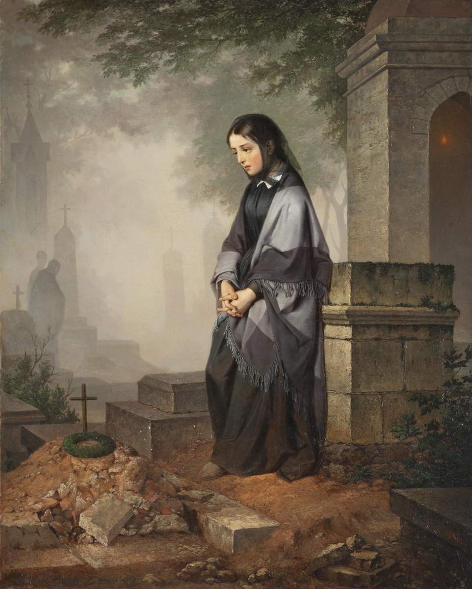 У свежей могилы, Aleksandr Andreyevich Krasnoselskiy, 1866