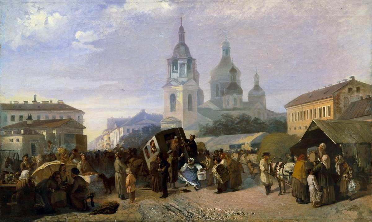 Сенная площадь, Adrian Markovich Volkov, 1860s