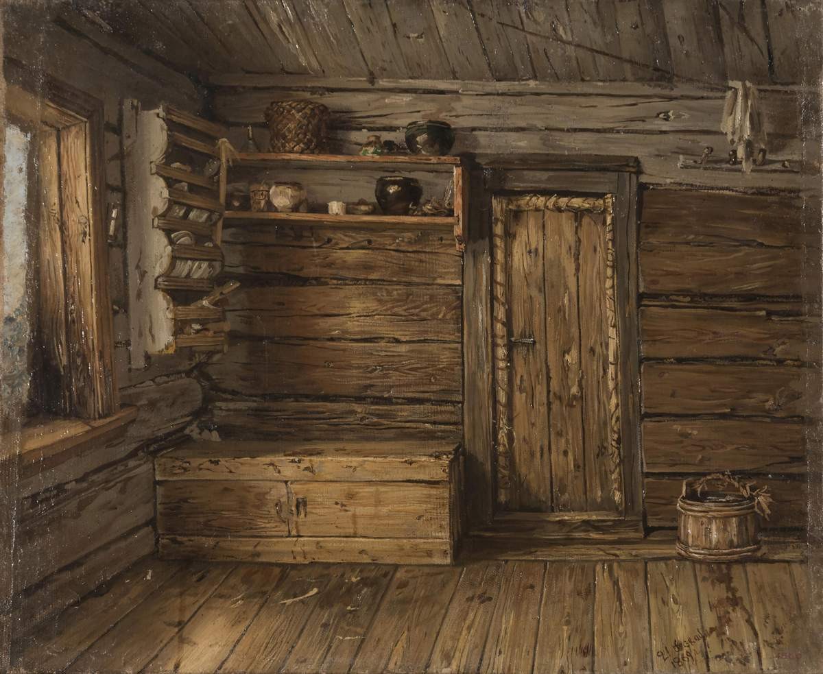 Внутренний вид избы, Vassily Maximov, 1869