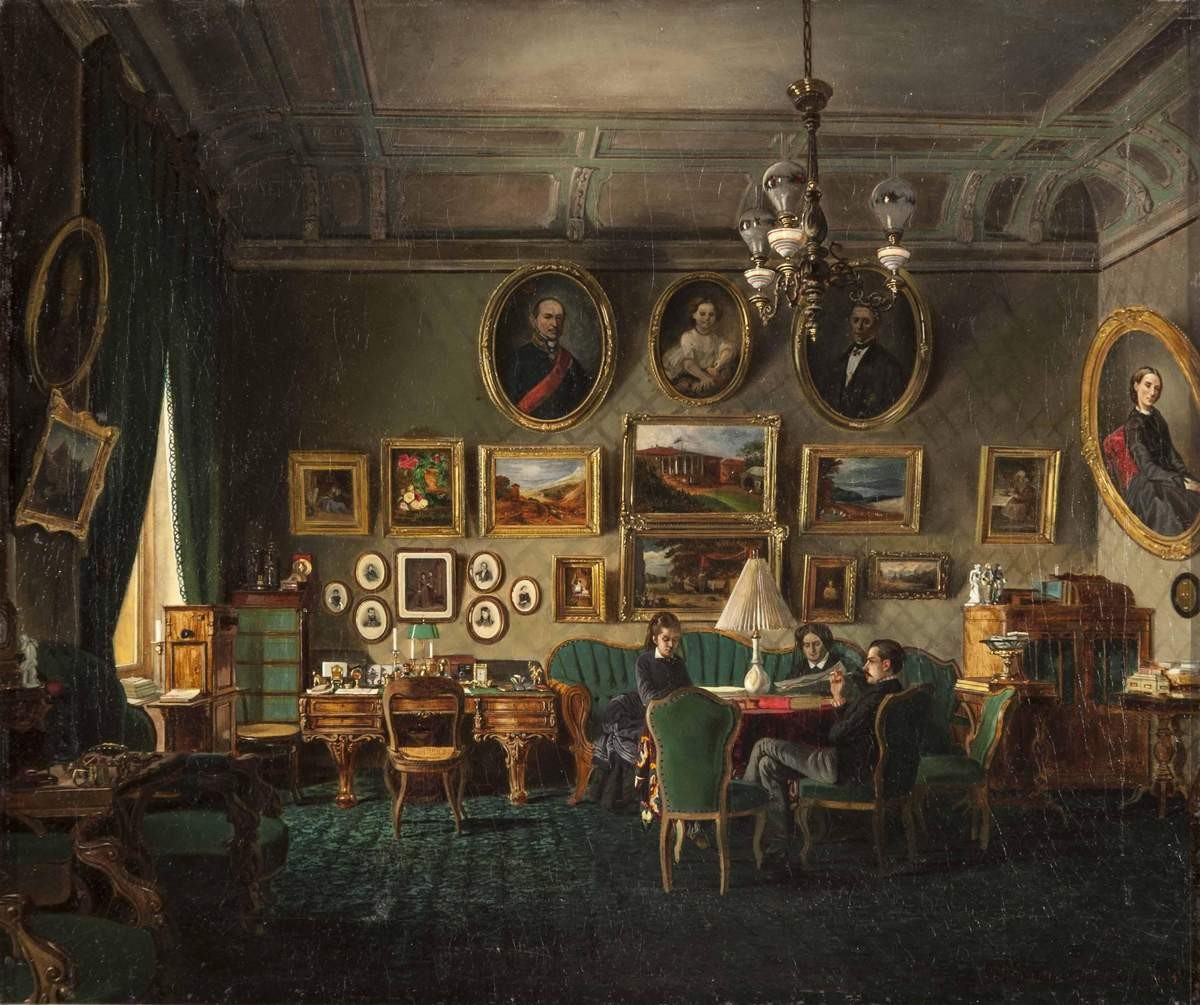 Интерьер (Семейный портрет Митусовых), Mihail Nikolaevich Vasiliev, 1872