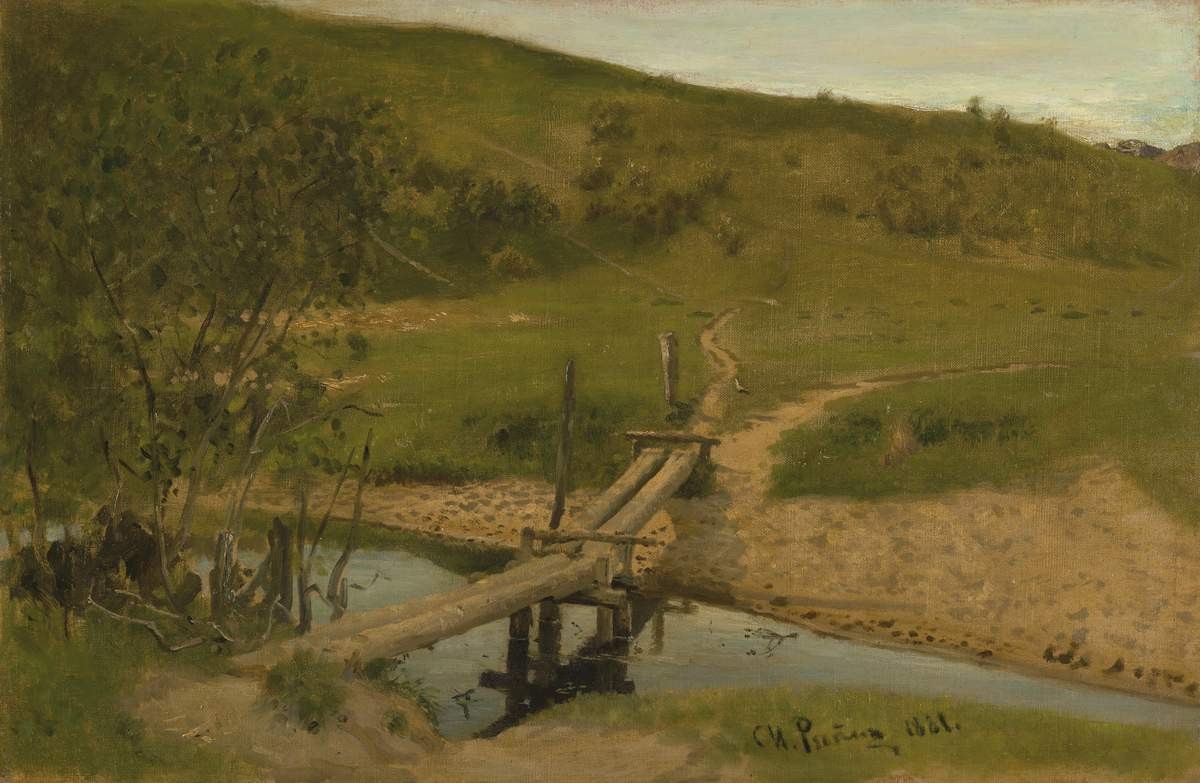 Пейзаж с мостиком, Ilya Repin, 1881