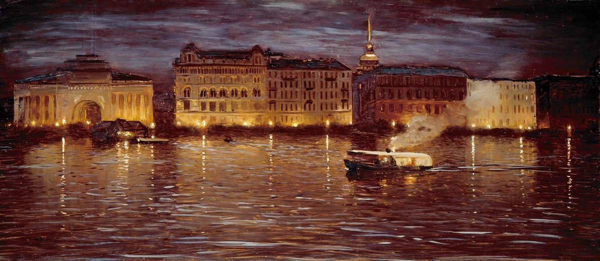 Набережная Невы вечером, Nikolay Nikanorovich Dubovskoy, 1898