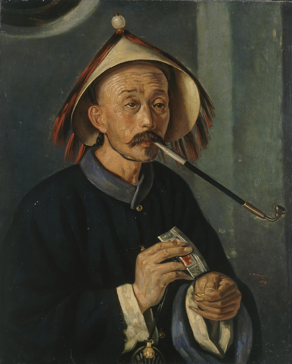 Китаец, курящий трубку, Carl Peter Mazer, 1849