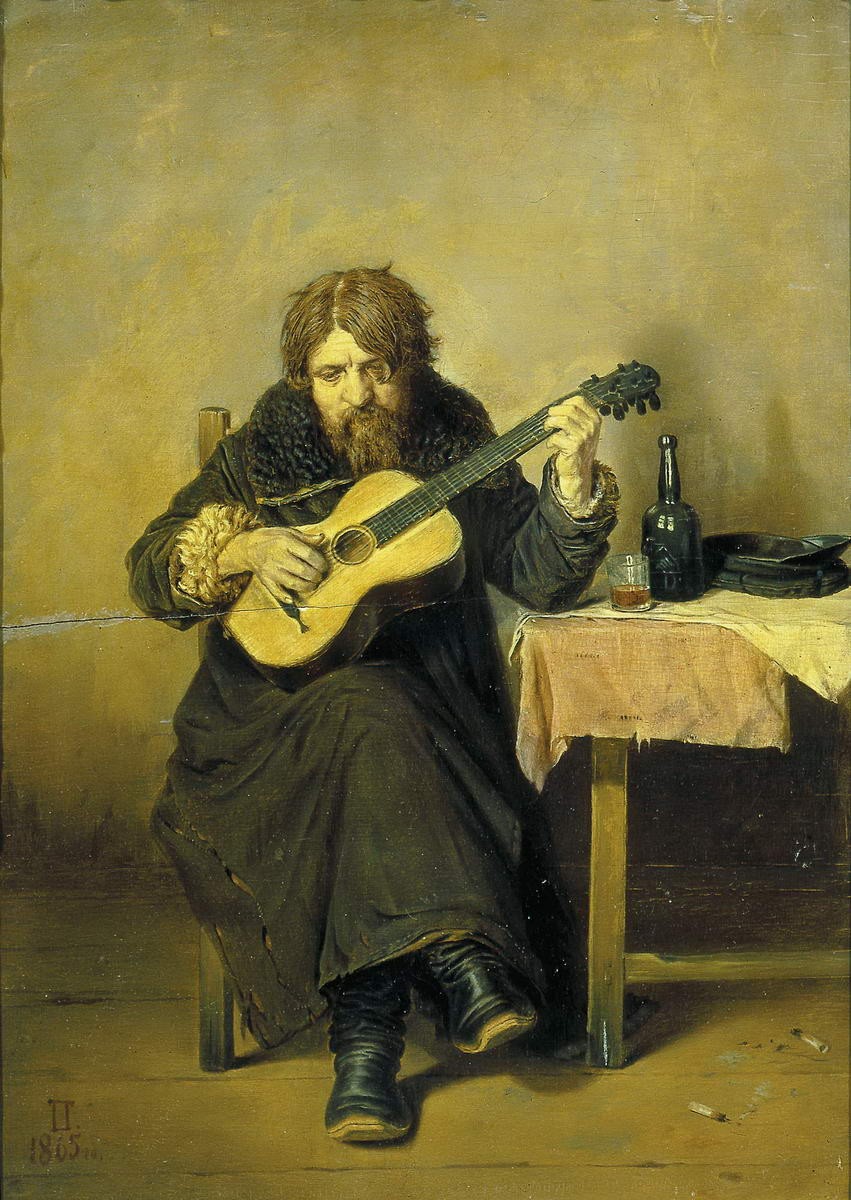 Гитарист-бобыль, Vasily Perov, 1865