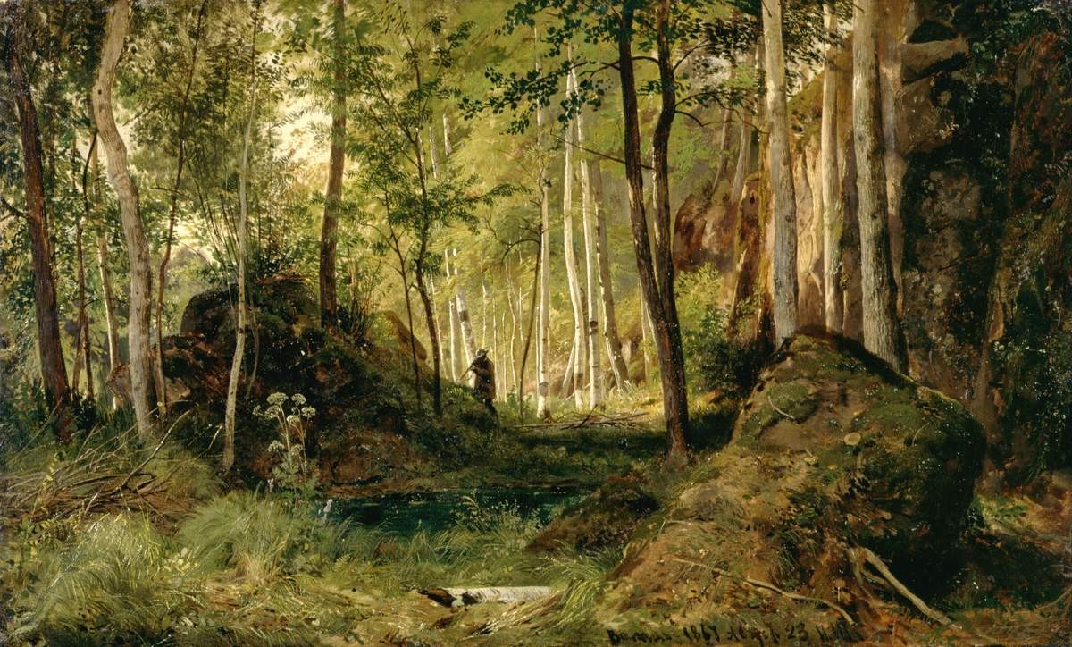 Пейзаж с охотником. Остров Валаам, Ivan Shishkin, 1867
