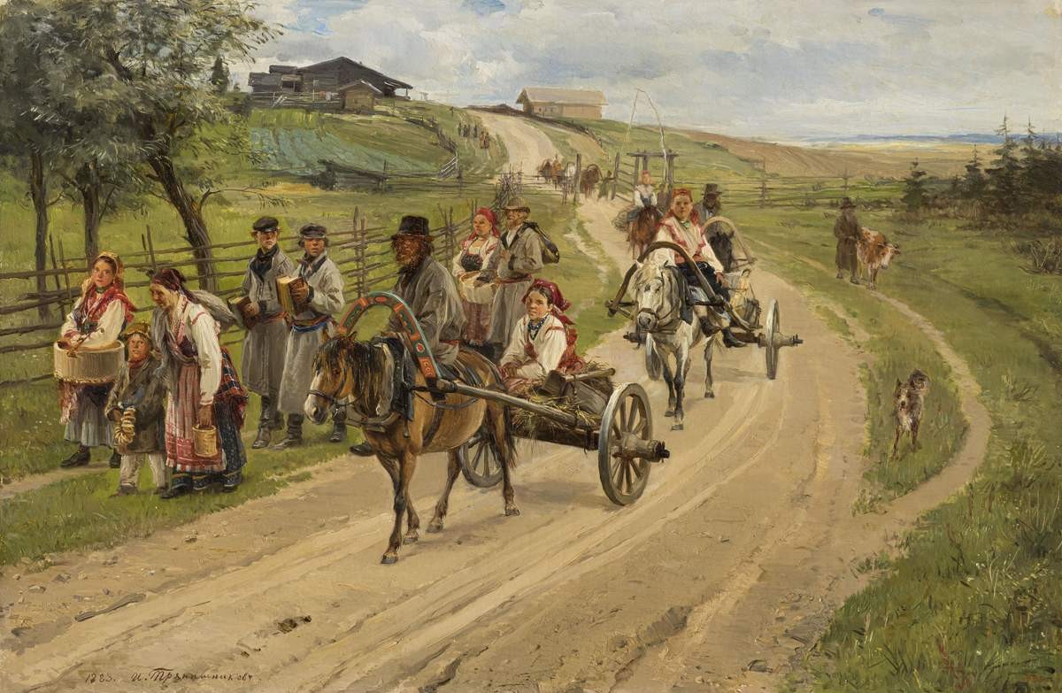 Возвращение с ярмарки, Illarion Mikhailovich Pryanishnikov, 1883