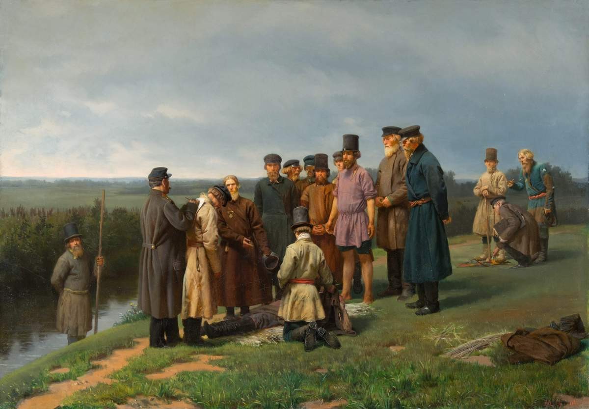 Утопленник в деревне, Nikolai Dmitriev-Orenburgsky, 1867