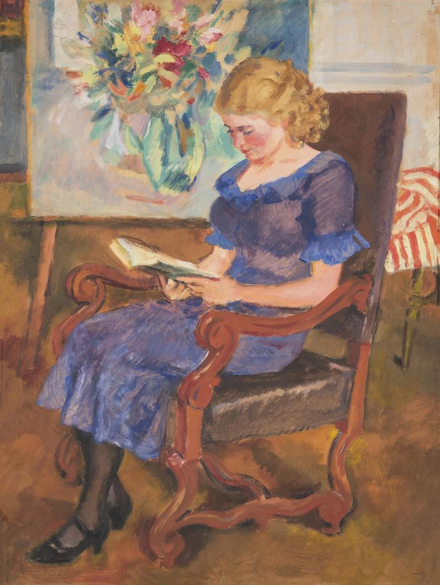 Портрет молодой женщины с книгой, Nikolay Tyrsa, 1936
