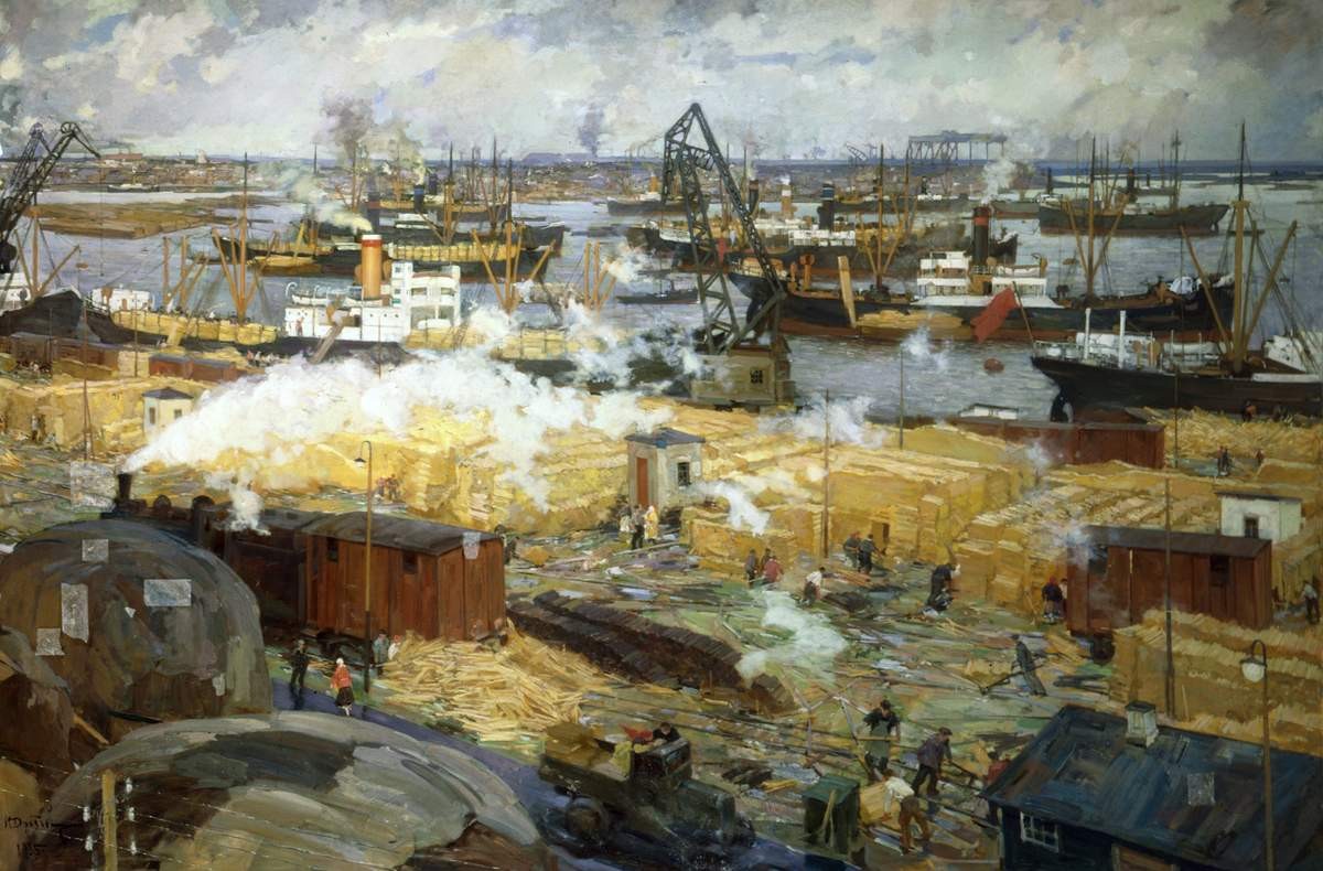 Ленинградский порт. Лесоэкспортная механизированная гавань, Ivan Drozdov, 1935