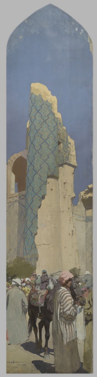 Базар у подножья руин мечети Биби-Ханым в Самарканде, Konstantin Korovin, 1898–1899