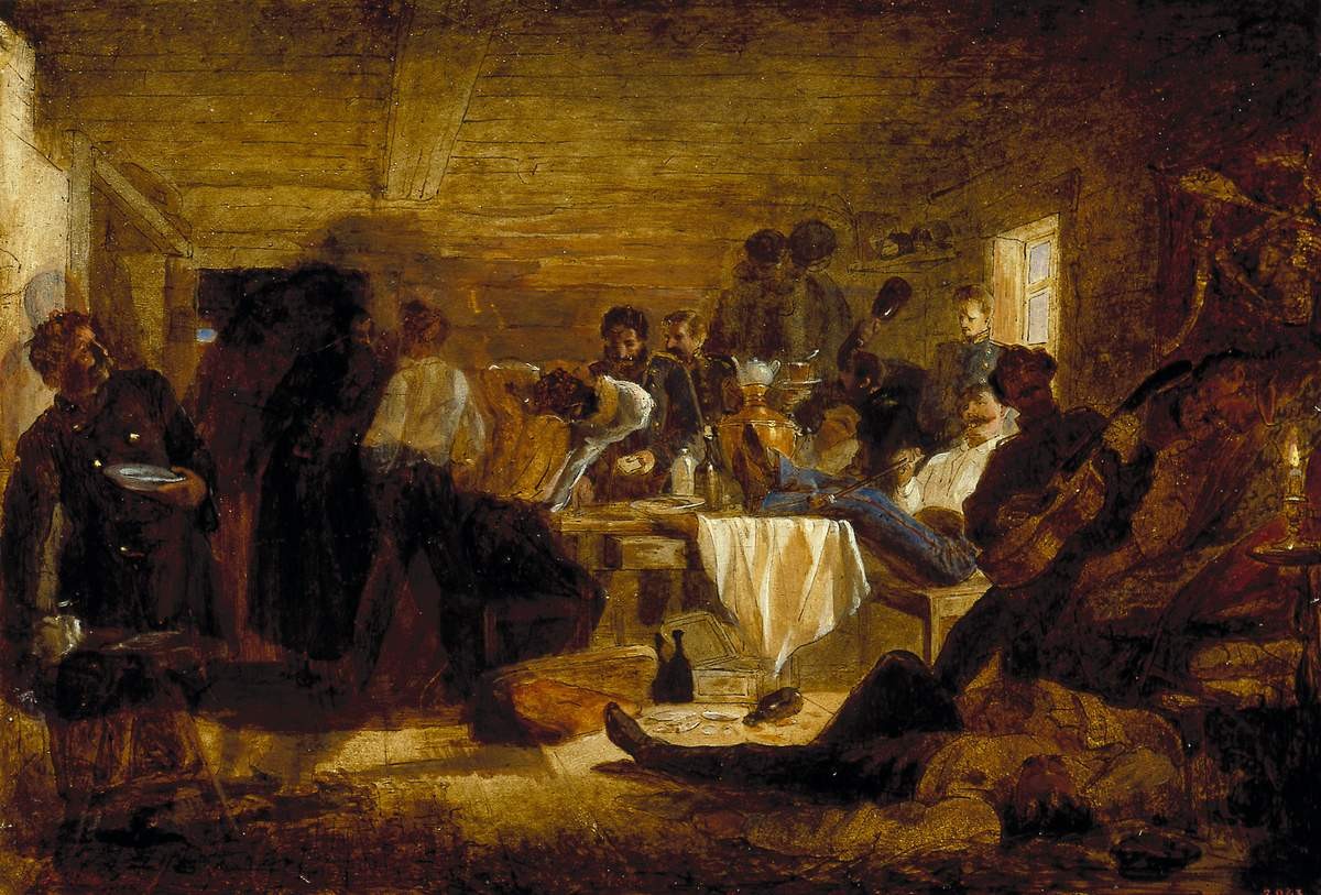 Офицеры на бивуаке в Нежине, Mikhail Peskov, 1862