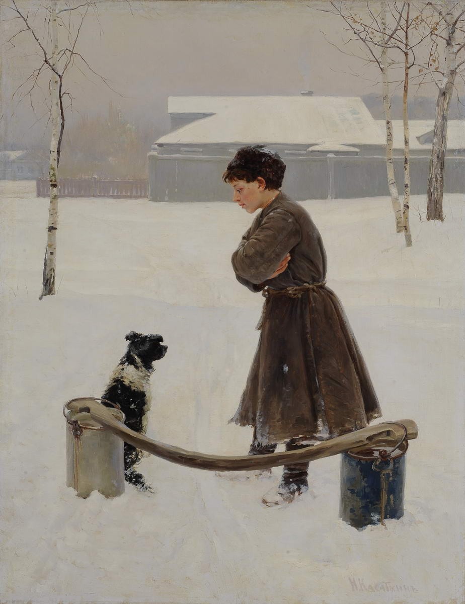 Мальчик с собакой, Nikolay Kasatkin, 1890s