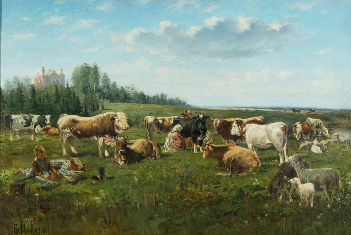 Стадо (с фермы господина Голяшкина), Vladimir Makovsky, 1874