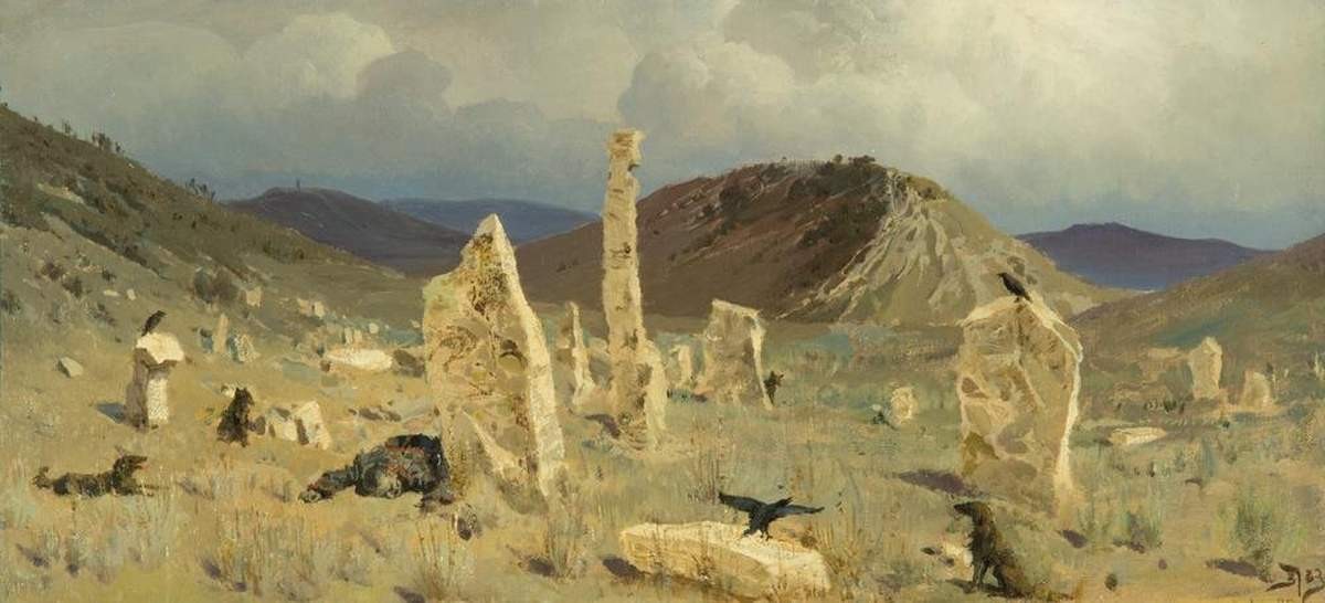 Убитый солдат. Близ селения Мечки, Vasily Polenov, 1883