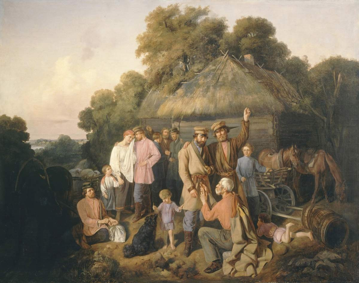 Прощание ополченцев, Nikolay Shilder, 1855