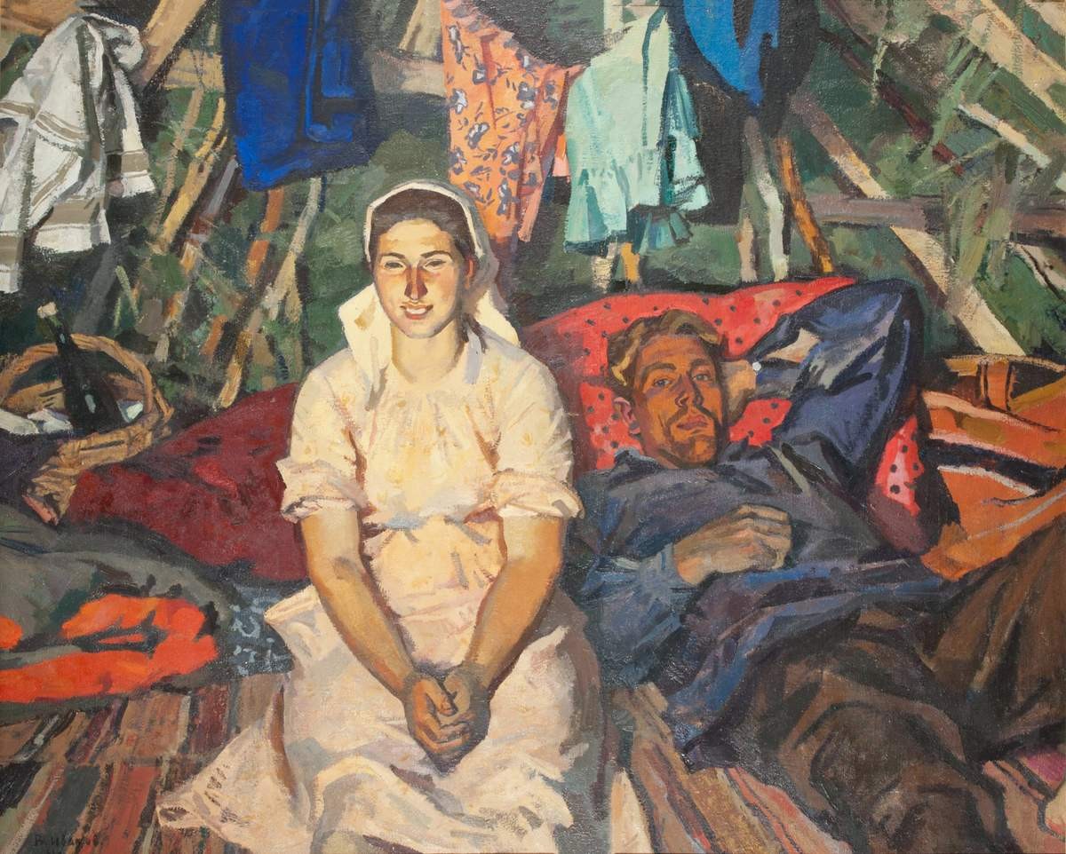 В шалаше на покосе (Маша и Вася Чугуновы), Viktor Ivanov, 1961