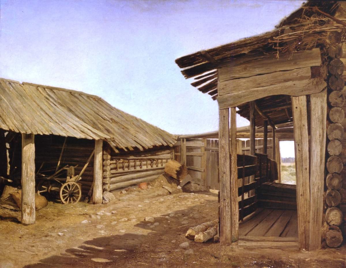 Деревенский двор, Ivan Shishkin, late 1860s