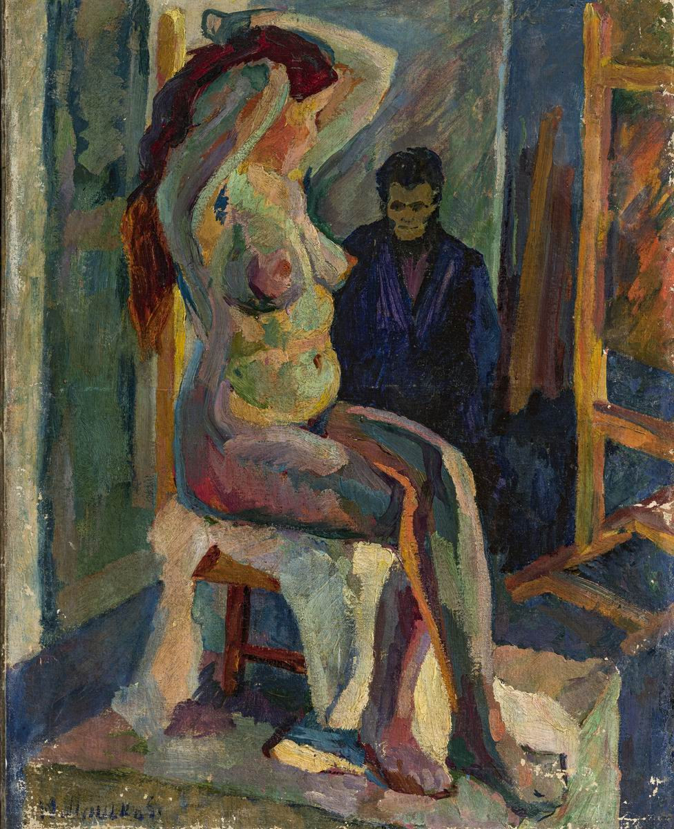 Обнаженная натурщица в мастерской, Ilya Mashkov, 1908