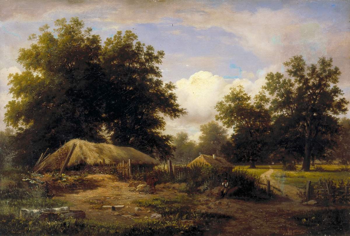 Украинский хутор в дубовом лесу, Lev Kamenev, 1862