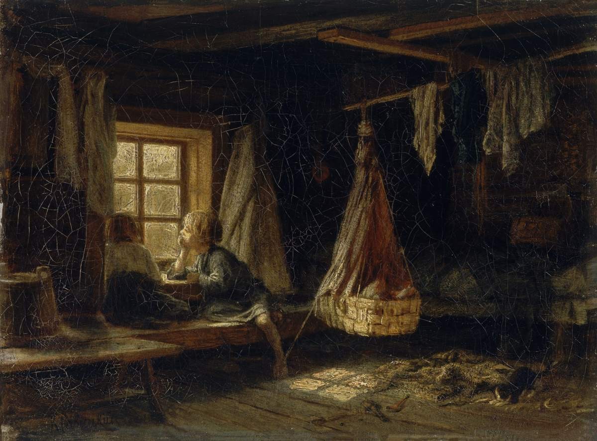 Дети в избе, Konstantin Savitsky, 1860s