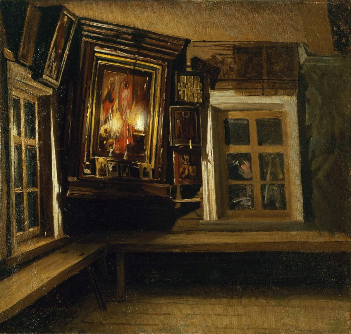 Красный угол в избе, Vassily Maximov, 1869