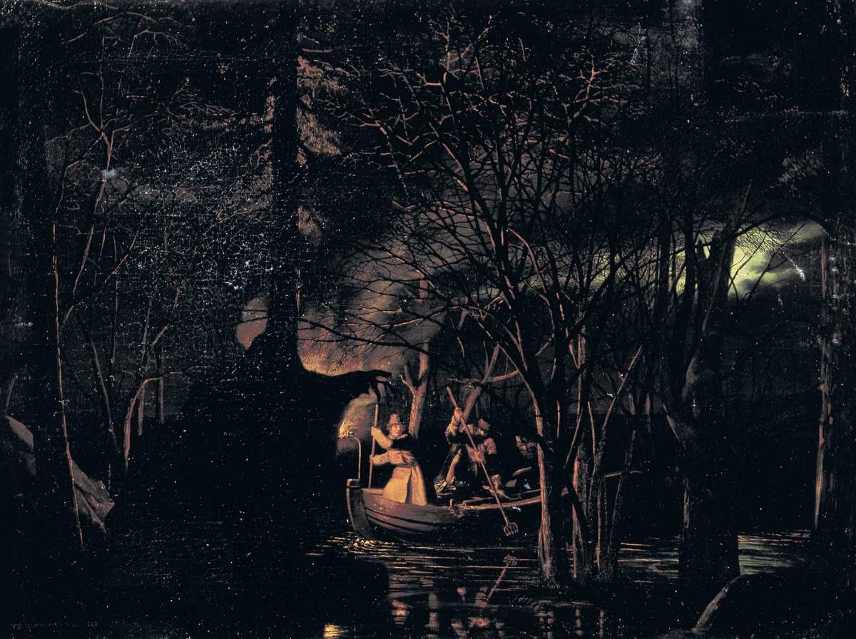 Рыбная ловля острогой ночью, Соломаткин Леонид Иванович, 1869