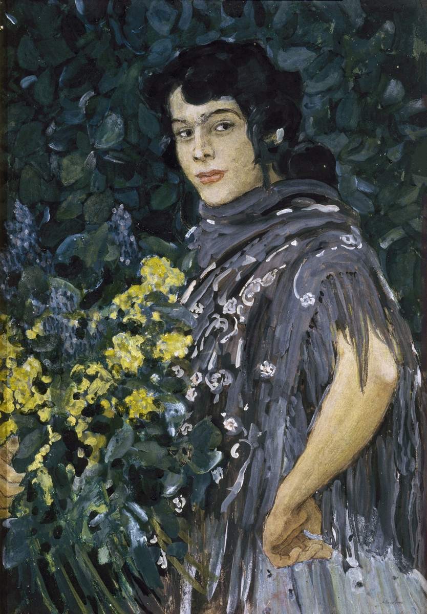 Испанка с букетом желтых цветов, Aleksandr Golovin, 1906–1907
