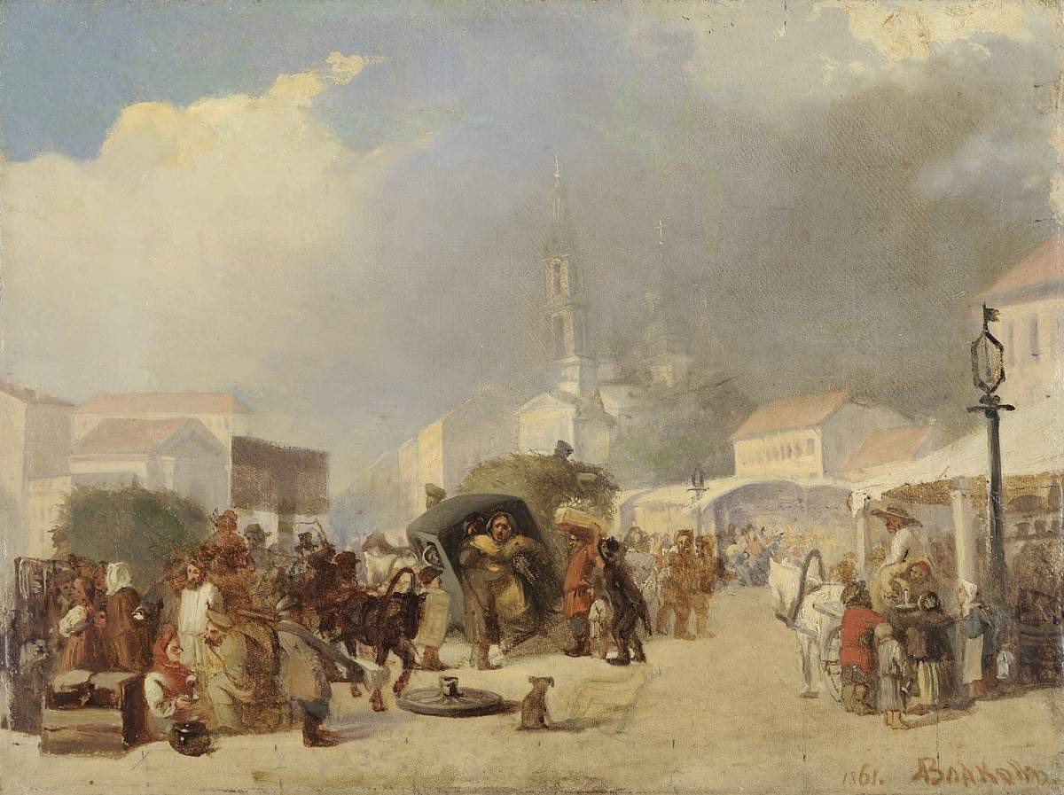 У Сенного рынка, Adrian Markovich Volkov, 1861