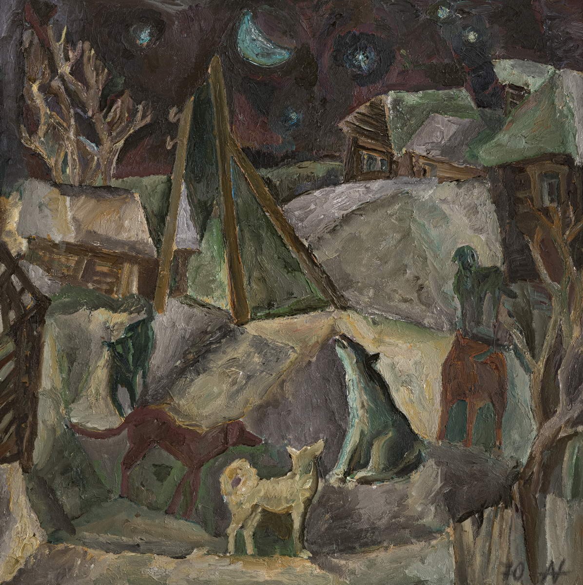 Зимняя ночь. Собаки, Nikolai Andronov, 1970