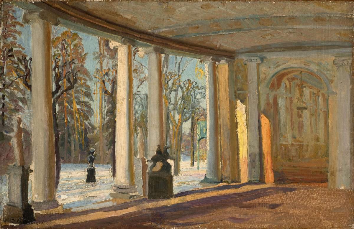 Зимний вид из галереи Гонзаго в Павловске, Stanisław Żukowski, 1910 (?)