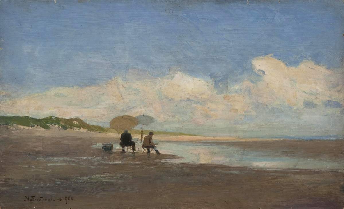 Морское побережье. Художники на этюдах, Ivan Pokhitonov, 1900