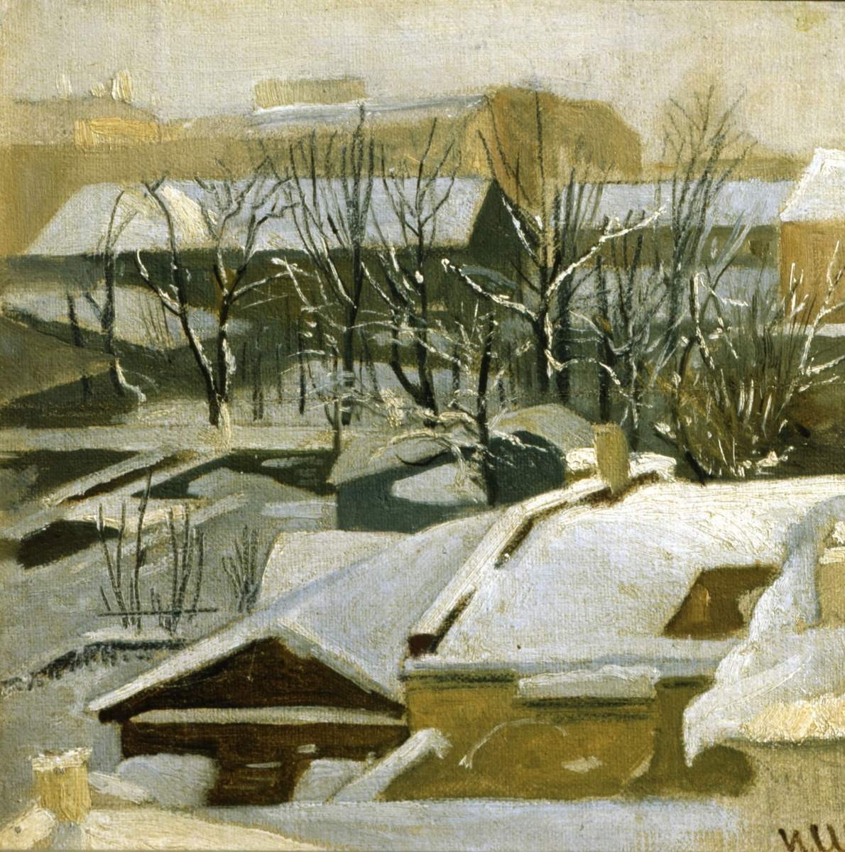 Городские крыши зимой, Ivan Shishkin, 1860s