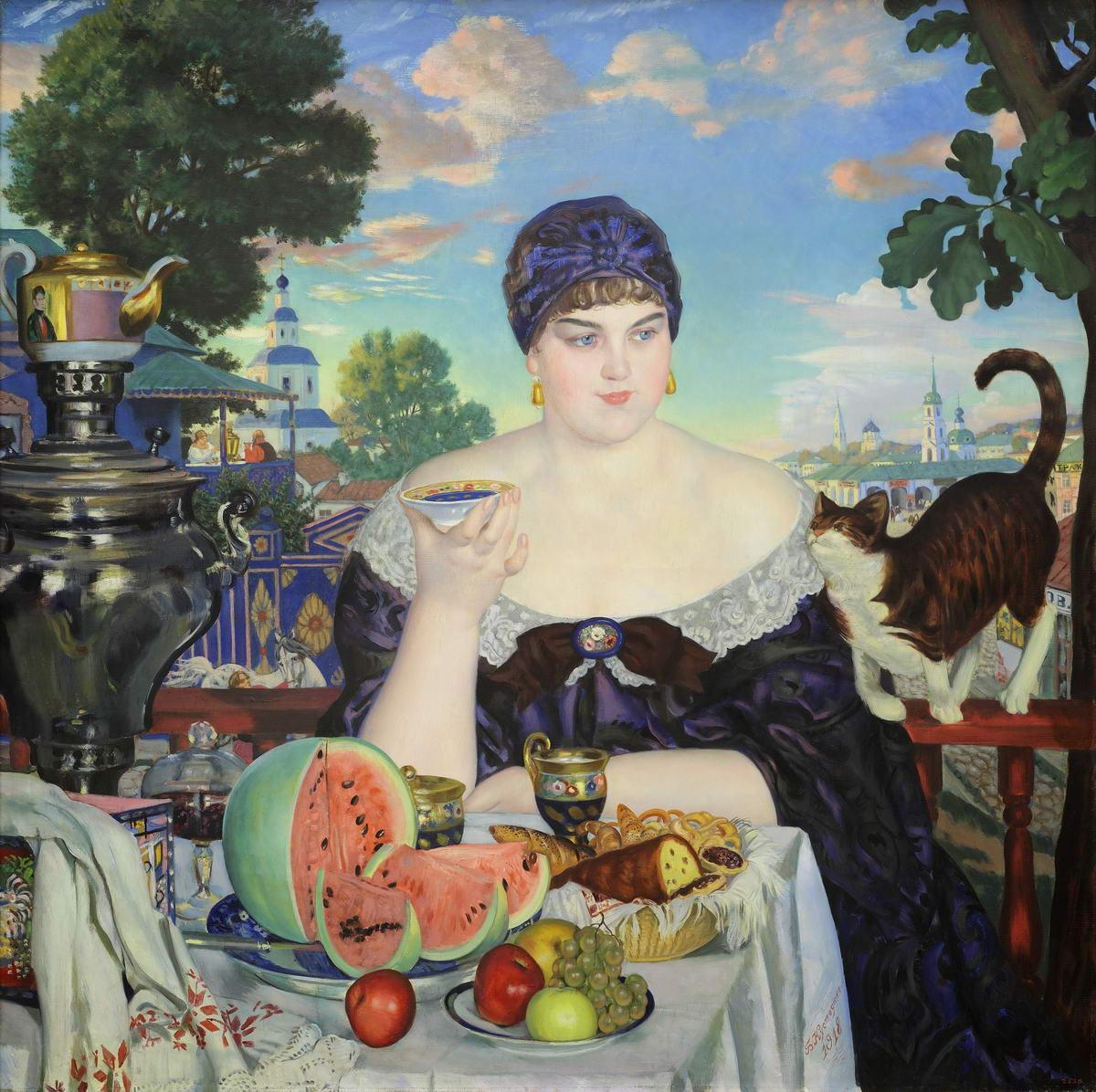 Купчиха за чаем, Boris Kustodiev, 1918
