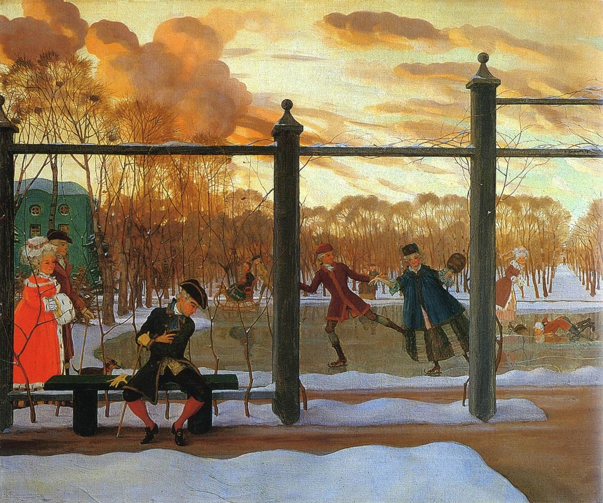 Зима. Каток, Konstantin Somov, 1915