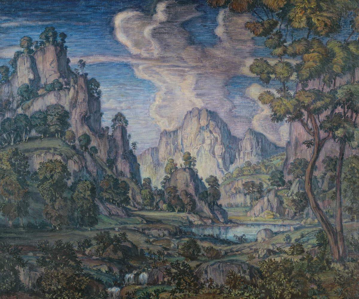 Классический пейзаж (Сумерки в долине), Konstantin Bogaevsky, 1910