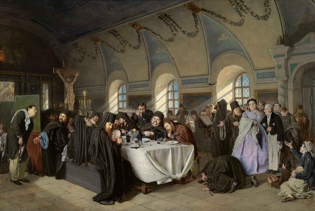 Трапеза, Vasily Perov, 1865–1876