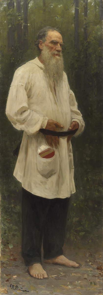 Л. Н. Толстой босой, Репин Илья Ефимович, 1901
