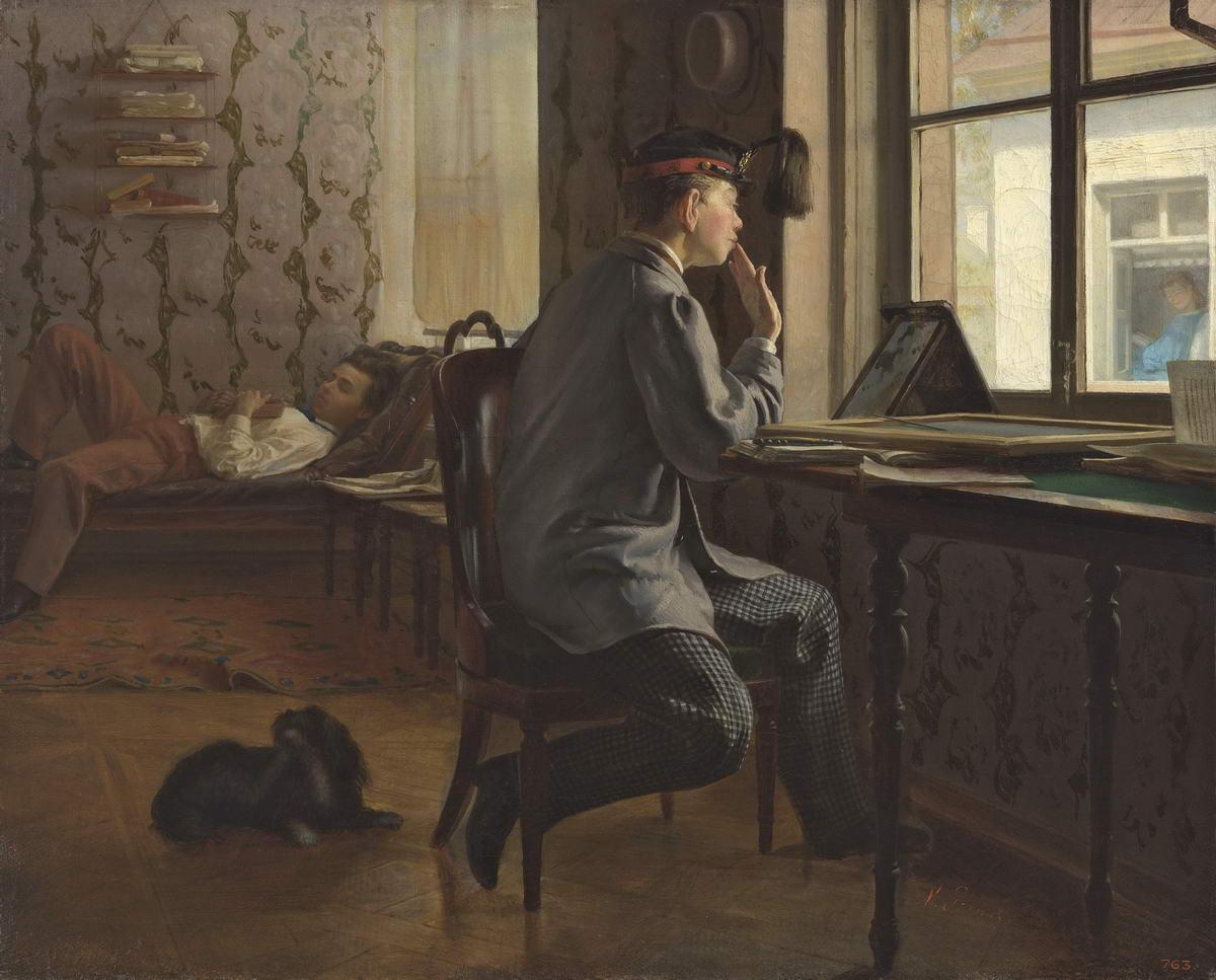 Приготовление к экзамену, Ilya Repin, 1864