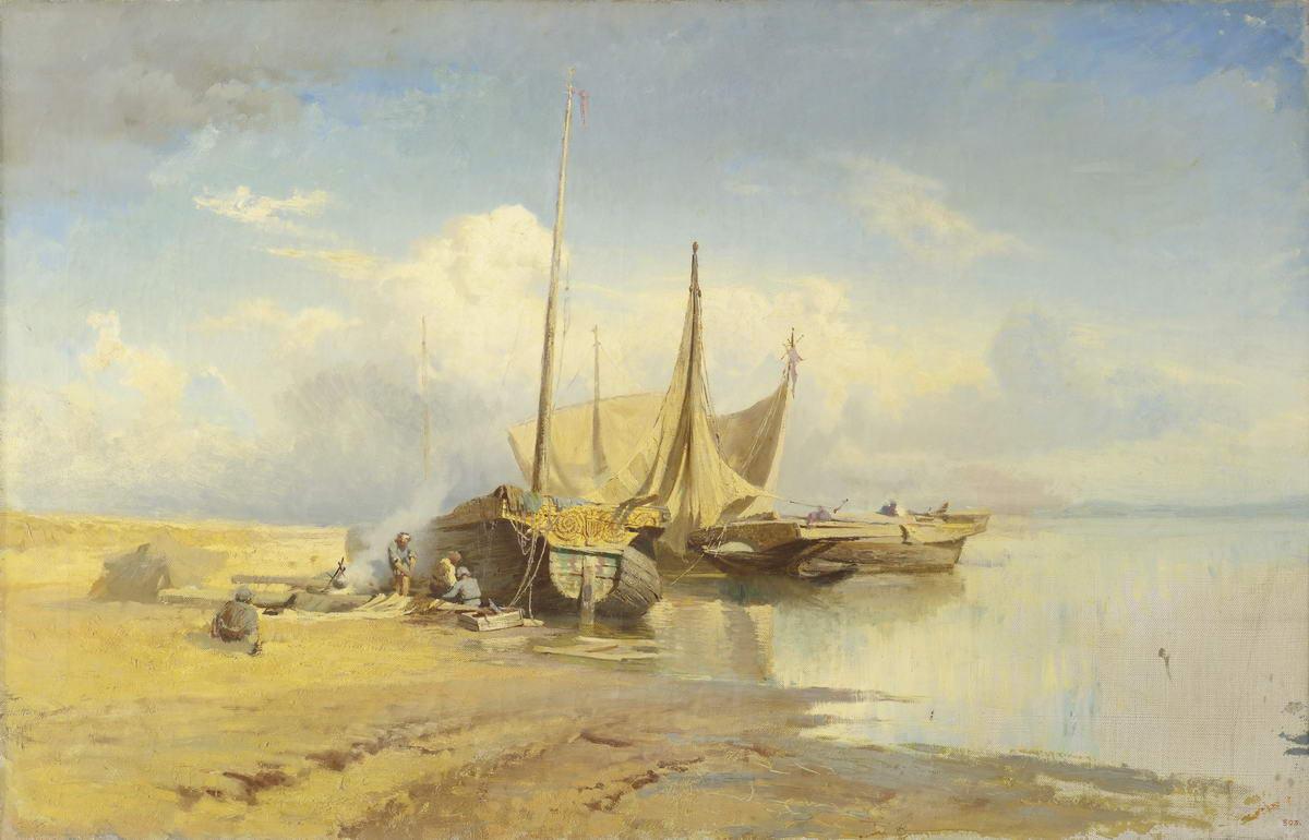 Вид на Волге. Барки, Fyodor Vasilyev, 1870