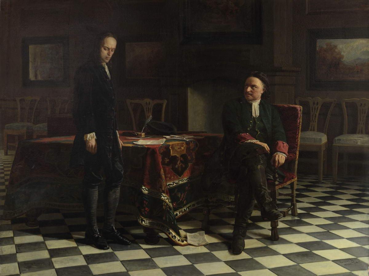 Петр I допрашивает царевича Алексея в Петергофе, Nikolai Ge, 1872