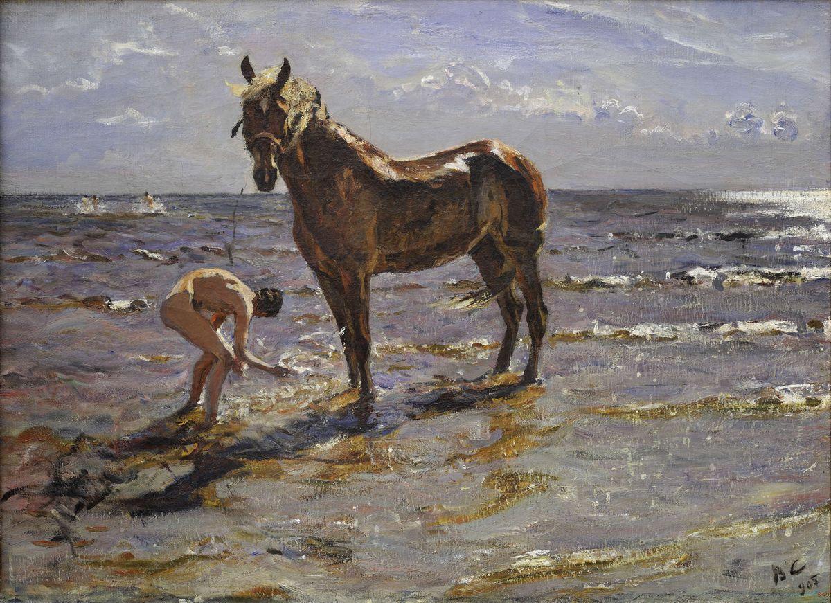 Купание лошади, Valentin Serov, 1905